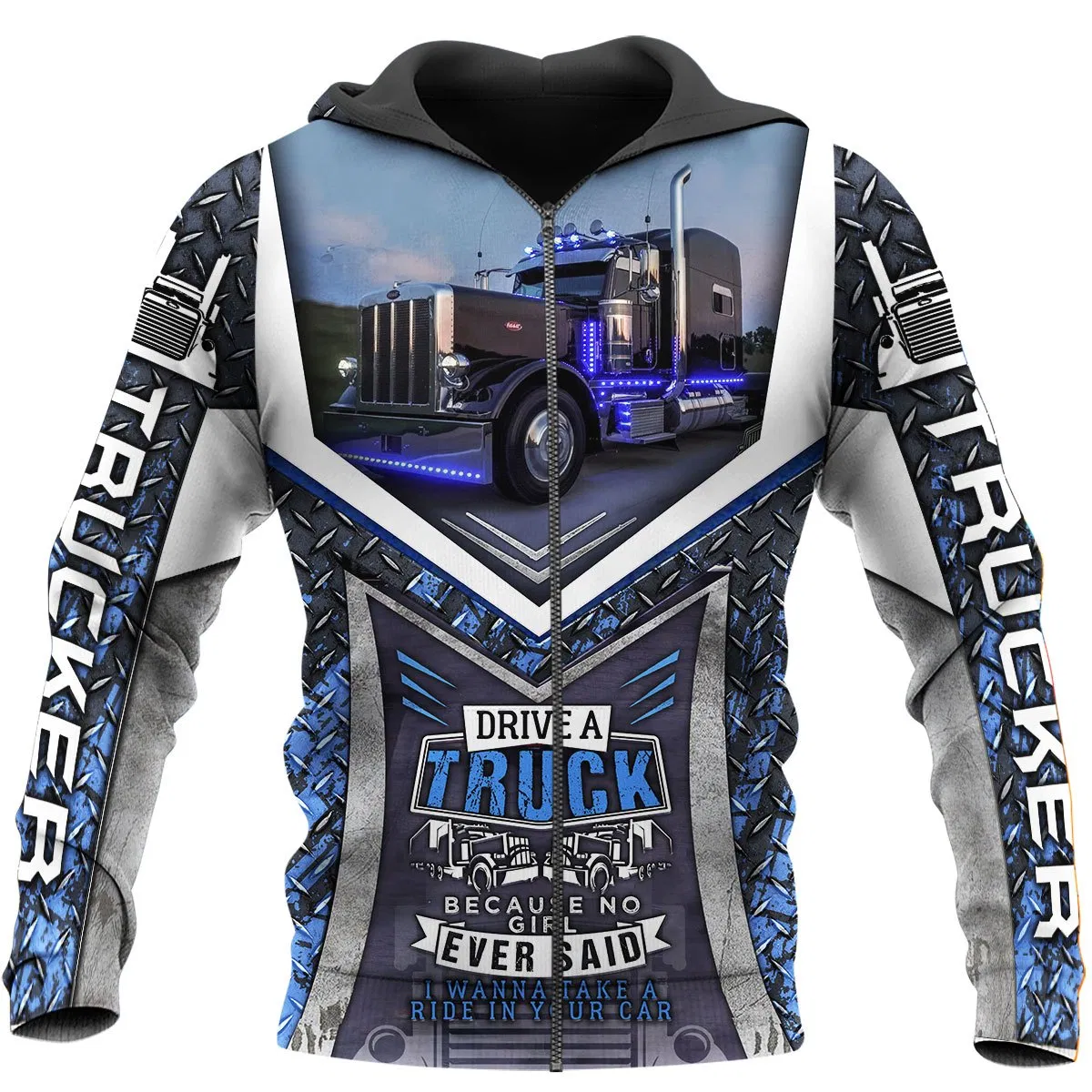 TRUCK DRIVER 3D ALL OVER PRINTED SHIRTS AND SHORT FOR MAN AND WOMEN PL12032003-Apparel-PL8386-ZIPPED HOODIE-S-Vibe Cosy™