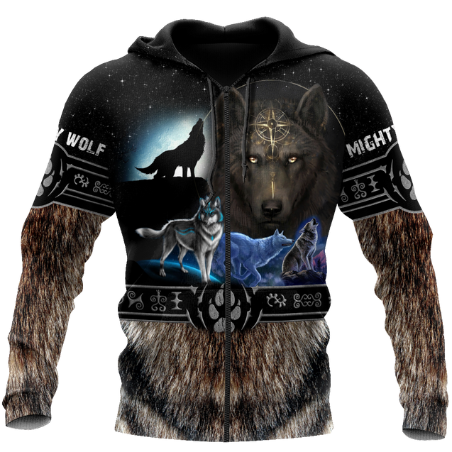 All Over Printed Viking Mighty Wolf Hoodie MEI09152005-MEI