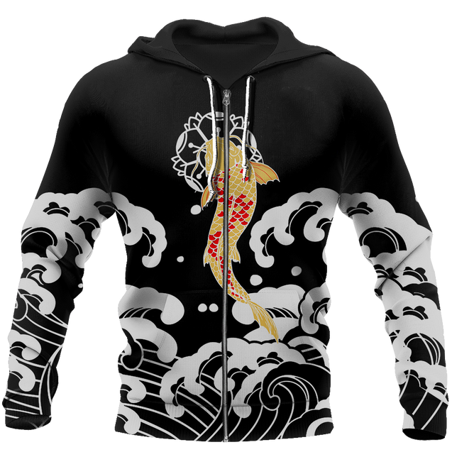 Koi Fish Black Hoodie HC3703 - Amaze Style™-Apparel