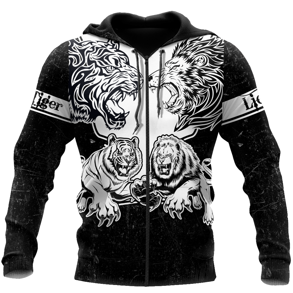 Lion vs Tiger Warrior Tattoo  3D All Over Printed  Unisex Shirts