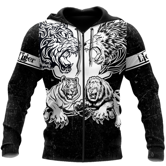 Lion vs Tiger Warrior Tattoo  3D All Over Printed  Unisex Shirts