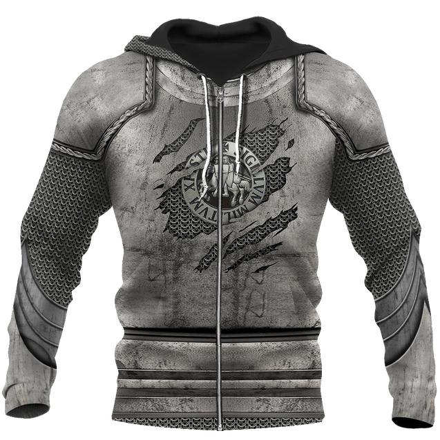 Knight Templar 3D All Over Printed Hoodie Chainmail JJ050301-Apparel-MP-zip-up hoodie-S-Vibe Cosy™