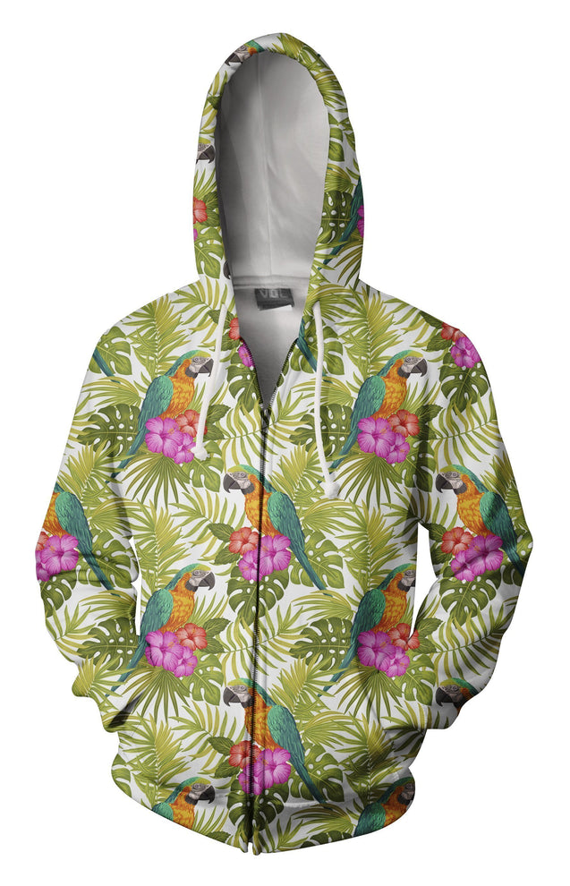 Catalina Macaw Parrot and Flower Shirt-Apparel-Phaethon-Zip-S-Vibe Cosy™