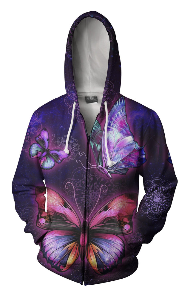 3D All Over Bumble Galaxy Butterfly Hoodie NM-Apparel-NM-Zipped Hoodie-S-Vibe Cosy™