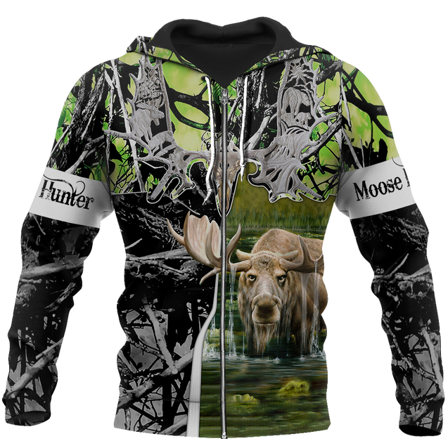 Beutiful moose hunting camo 3D all over printed shirts for man and women JJ161202 PL-Apparel-PL8386-zip-up hoodie-S-Vibe Cosy™