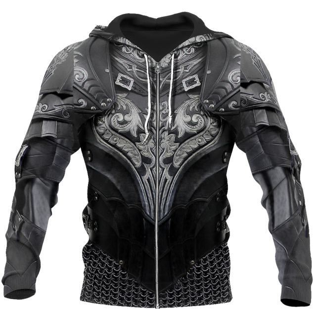 3D Printed Hoodie Chainmail Knight Armor Clothes MP799-Apparel-MP-zip-up hoodie-S-Vibe Cosy™