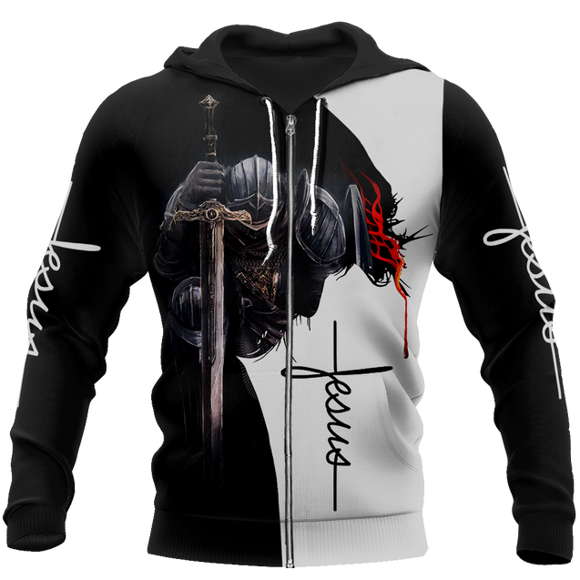 Knight God Jesus 3D All Over Printed Shirt Hoodie For Men And Women JJ060401-Apparel-MP-Zip-up Hoodie-S-Vibe Cosy™