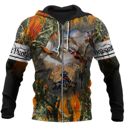 Pheasant Hunting 3D All Over Printed Shirts For Men And Women JJ170102-Apparel-MP-Zipped Hoodie-S-Vibe Cosy™