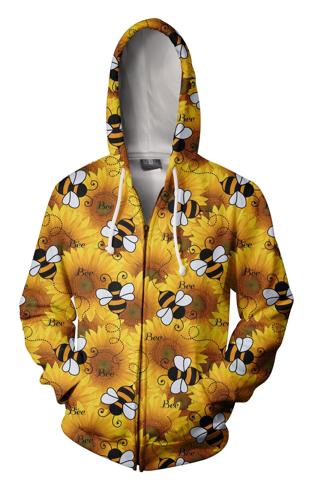 All Over Printing Sunflower Bee Flower Shirt-Apparel-Phaethon-Zip-S-Vibe Cosy™