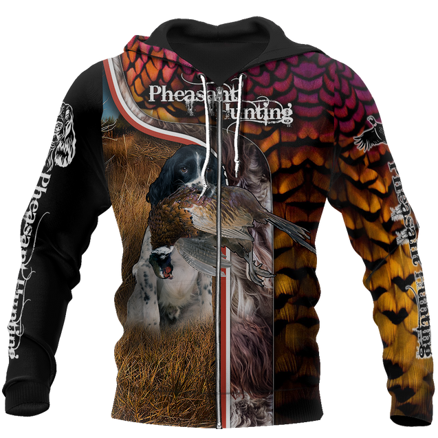 Pheasant Springer Hunting 3D All Over Printed Shirts For Men And Women JJ110102-Apparel-MP-Zipped Hoodie-S-Vibe Cosy™