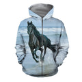 3D All Over Printed Horse Black Shirts And Shorts-Apparel-HP Arts-ZIPPED HOODIE-S-Vibe Cosy™