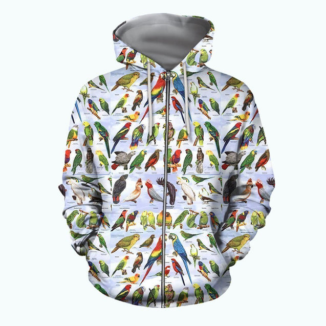 3D All Over Printed Parrots Shirts-Apparel-6teenth World-ZIPPED HOODIE-S-Vibe Cosy™