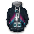 3D All Over Print Astronaut with boombox-Apparel-HbArts-Zip-Hoodie-S-Vibe Cosy™