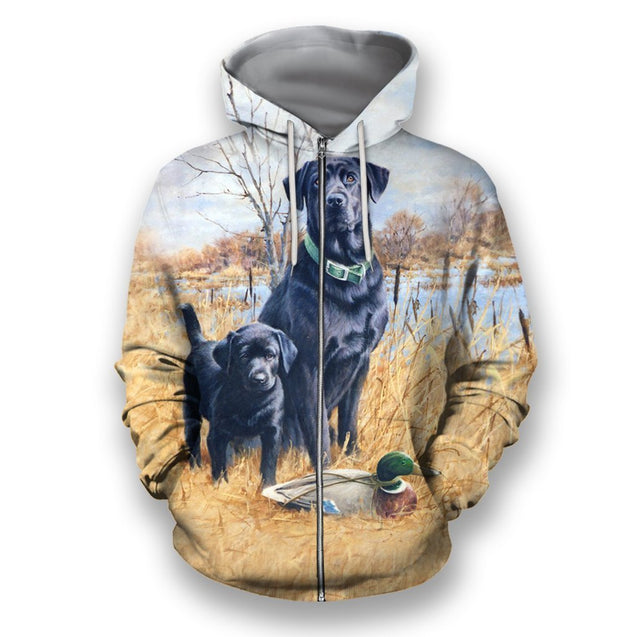 All Over Print Black Labrador-Apparel-HbArts-Zipped Hoodie-S-Vibe Cosy™