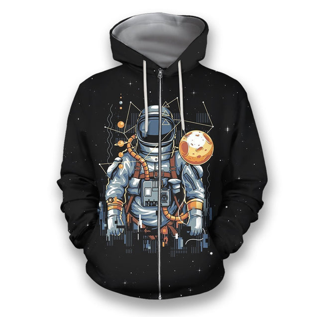 3D all over print astronaut machine outerspace-Apparel-HbArts-Zip-Hoodie-S-Vibe Cosy™