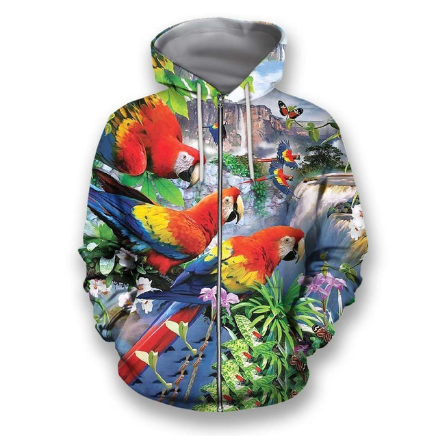 All Over Printed Parrots Shirts H405-Apparel-HbArts-Zip-Hoodie-S-Vibe Cosy™