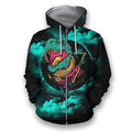 3D all over print dinosaur in galaxy-Apparel-HbArts-Zip-Hoodie-S-Vibe Cosy™