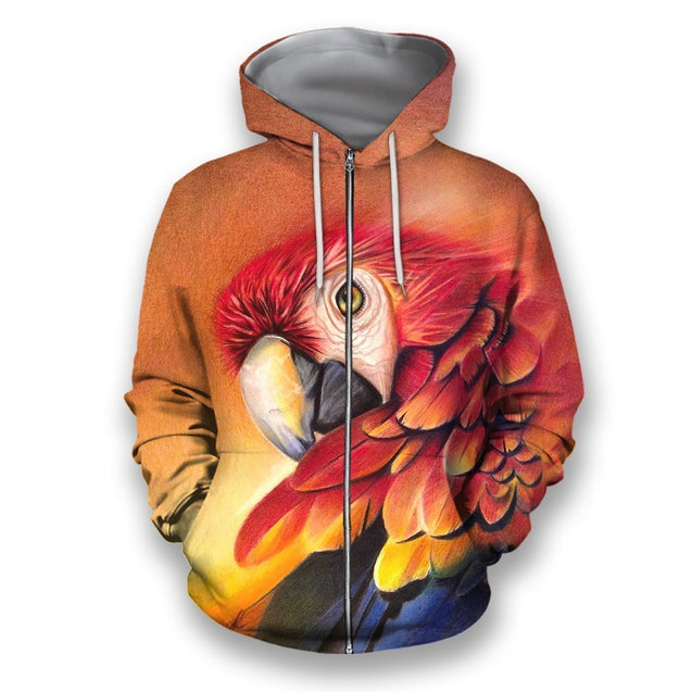 All Over Printed Parrots Shirts H306B-Apparel-HbArts-Zip-Hoodie-S-Vibe Cosy™