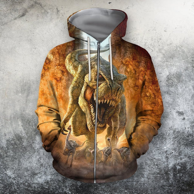 3D All Over Printed Dinosaur-Apparel-HP Arts-ZIPPED HOODIE-S-Vibe Cosy™