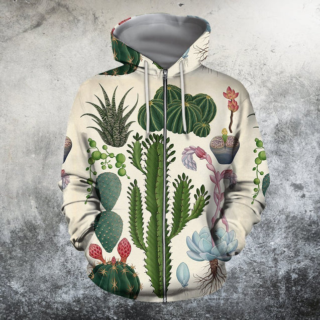 3D All Over Printed Many types of cactus-Apparel-NTH-Zip-S-Vibe Cosy™