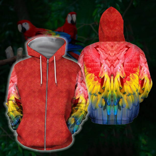 Beautifull Parrot 3D All Over Printed Shirts-Apparel-HP Arts-ZIPPED HOODIE-S-Vibe Cosy™