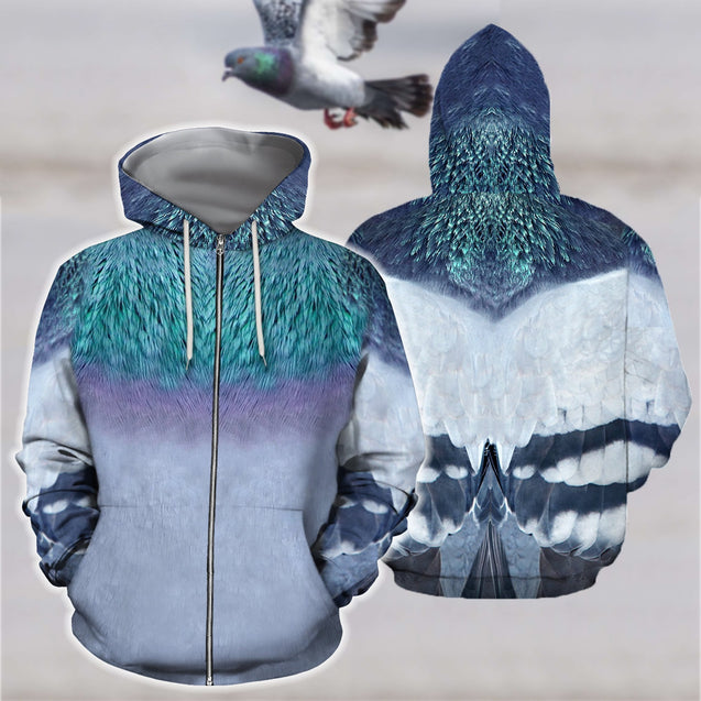 3D All Over Printed Pigeon Shirts HP471-Apparel-HP Arts-ZIPPED HOODIE-S-Vibe Cosy™