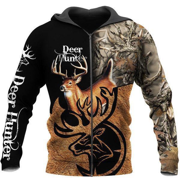 Caribou Camo Deer Hunting Hoodie T-Shirt Sweatshirt NM-Apparel-NM-Zip-Hoodie-S-Vibe Cosy™