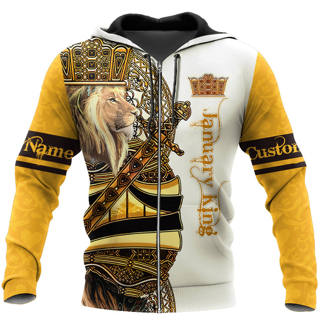 Custom Name January King Lion 3D All Over Printed Unisex Shirts