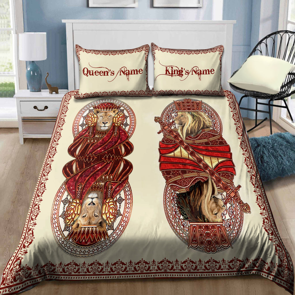 Custom Name King and Queen Lion Bedding Set