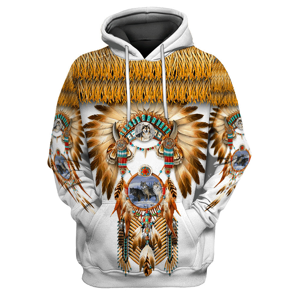 Wolf Native American 3D All Over Printed Unisex Shirts No 04