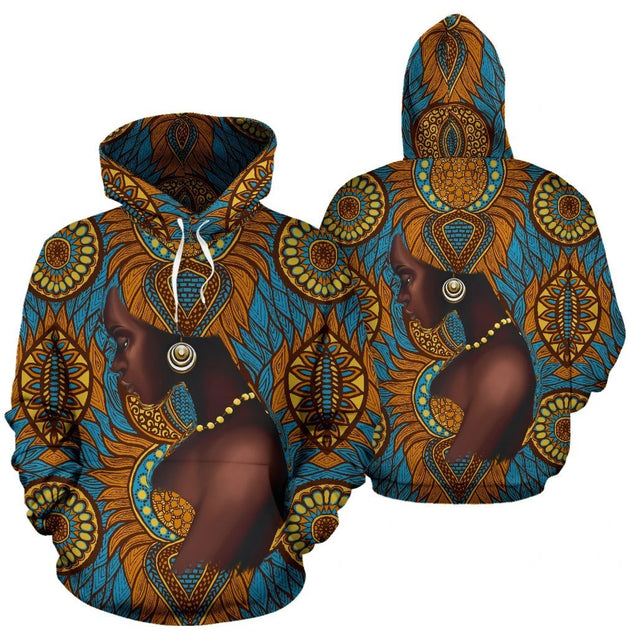 African Hoodie - African Black Girl Floral Hoodie-ALL OVER PRINT HOODIES-HPArt-Men-S-Black-Vibe Cosy™