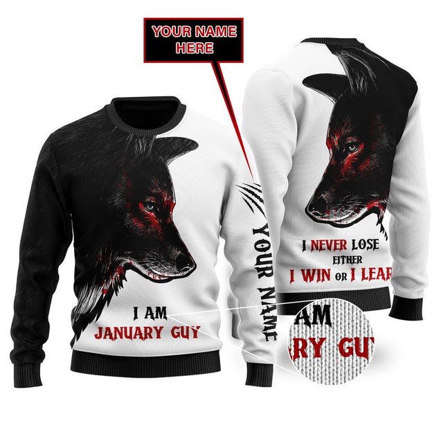 Custom Name January Guy Wolf 3D All Over Printed Unisex Shirts