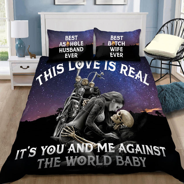 Couple Skulls Love To Death Bedding Set DQB07222001-TQH-BEDDING SETS-TQH-Twin-Vibe Cosy™