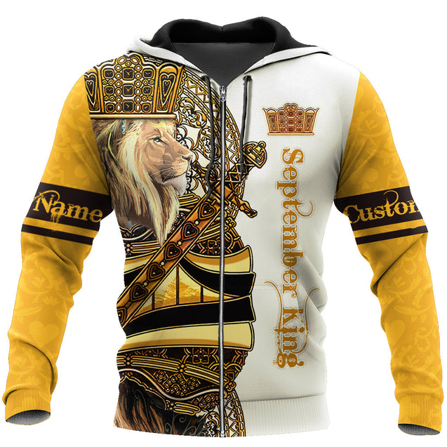 Custom Name September King Lion 3D All Over Printed Unisex Shirts