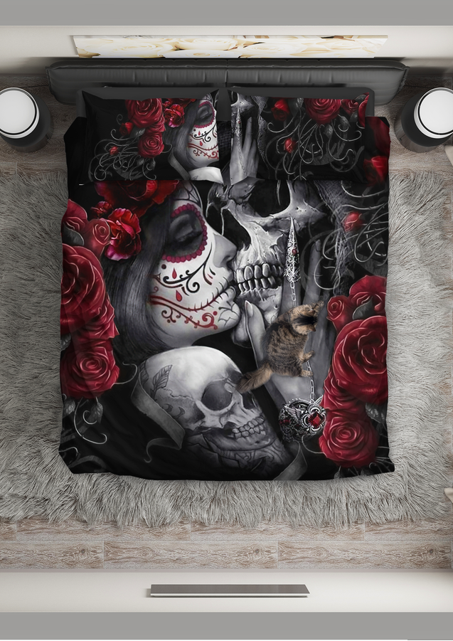 Skull Love 3D all over printed bedding set JJ21052104 NT