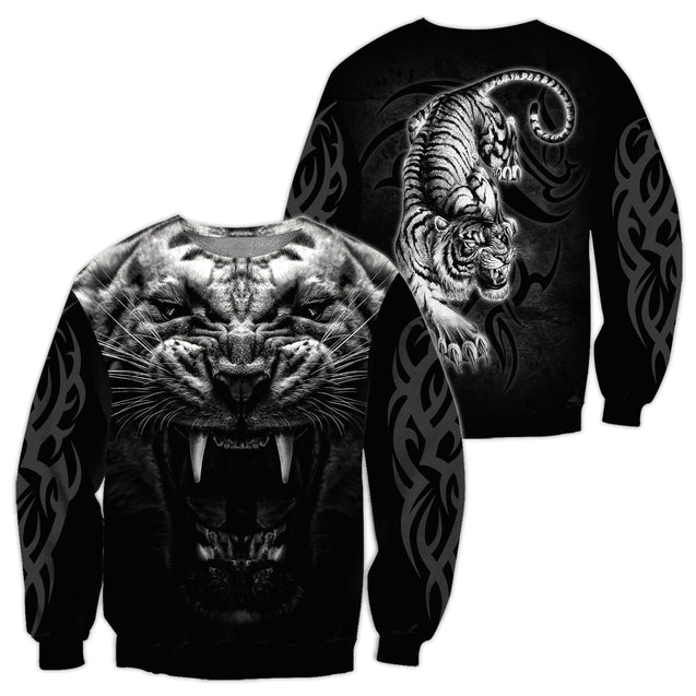 White Tiger Tatoo 3D Over Printed Hoodie for Men and Women