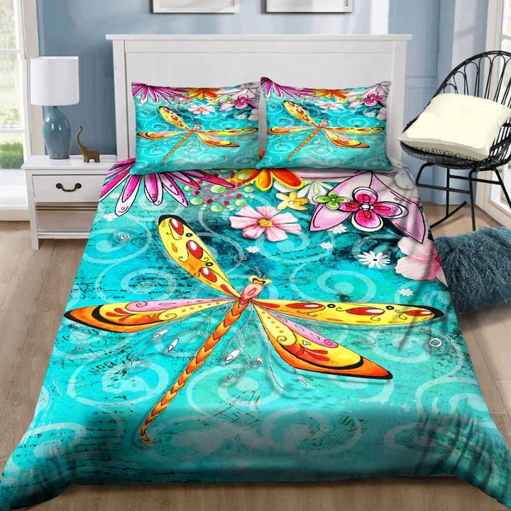 Dragonfly and flowers bedding set HG71108-HG-US Twin-Vibe Cosy™