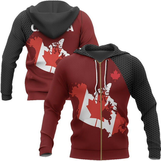 Canada Map Zipper Hoodie PL-Apparel-PL8386-Zipped Hoodie-S-Vibe Cosy™