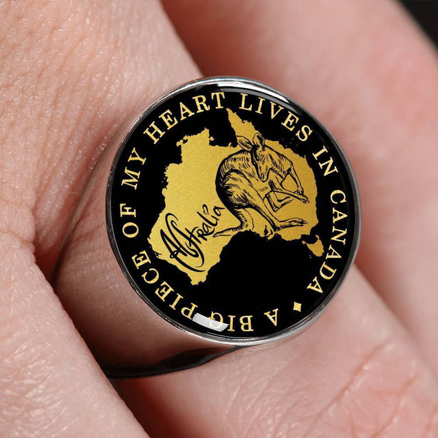 Kangaroo Australia Ring J8-RINGS-HP Arts-Stainless Steel Signet Ring-Vibe Cosy™