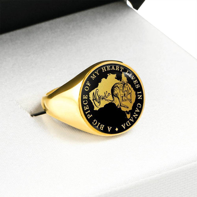 Kangaroo Australia Ring J8-RINGS-HP Arts-18K Gold Finish Signet Ring-Vibe Cosy™
