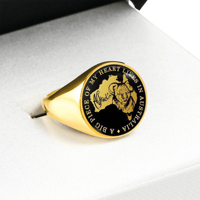 Koala Australia Ring J8-RINGS-HP Arts-18K Gold Finish Signet Ring-Vibe Cosy™