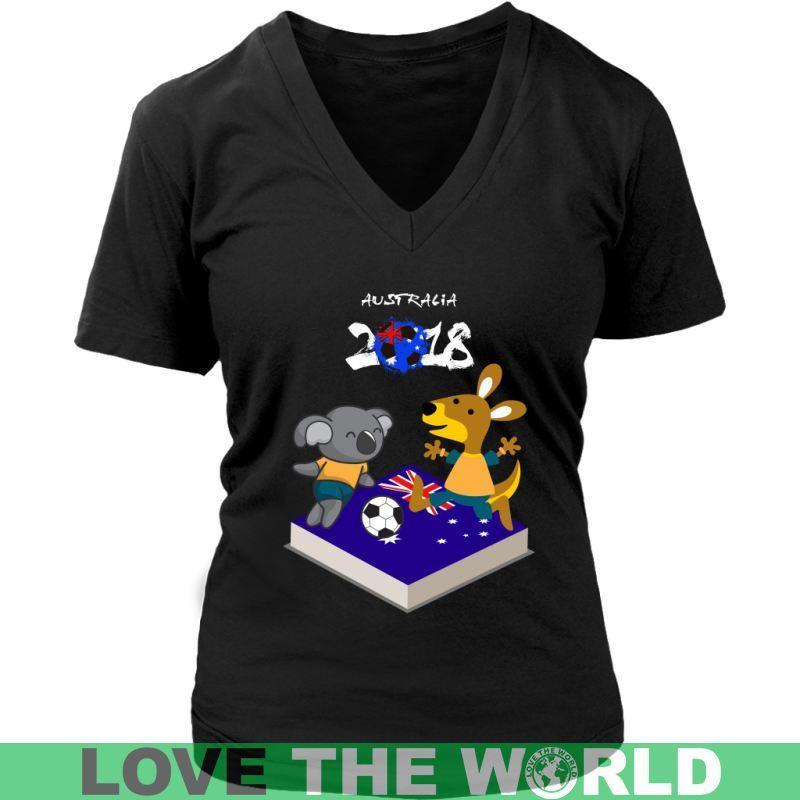 AUSTRALIA 2018 FOOTBALL T-SHIRT TH9-T-SHIRTS-HP Arts-District Womens V-Neck-Black-S-Vibe Cosy™