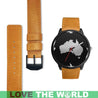Australia Watch - Australia Cultural (Mens/Womens) Leather-Steel Watch A3-LEATHER-STEEL WATCHES-HP Arts-Mens 40mm-Brown-Vibe Cosy™