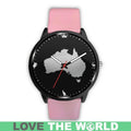 Australia Watch - Australia Cultural (Mens/Womens) Leather-Steel Watch A3-LEATHER-STEEL WATCHES-HP Arts-Mens 40mm-Pink-Vibe Cosy™