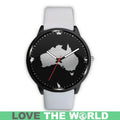 Australia Watch - Australia Cultural (Mens/Womens) Leather-Steel Watch A3-LEATHER-STEEL WATCHES-HP Arts-Mens 40mm-White-Vibe Cosy™