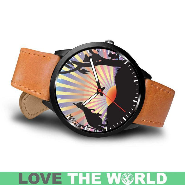 AUSTRALIA KANGAROO & KOALA LEATHER/STEEL WATCH K5-LEATHER-STEEL WATCHES-HP Arts-Mens 40mm-Brown-Vibe Cosy™