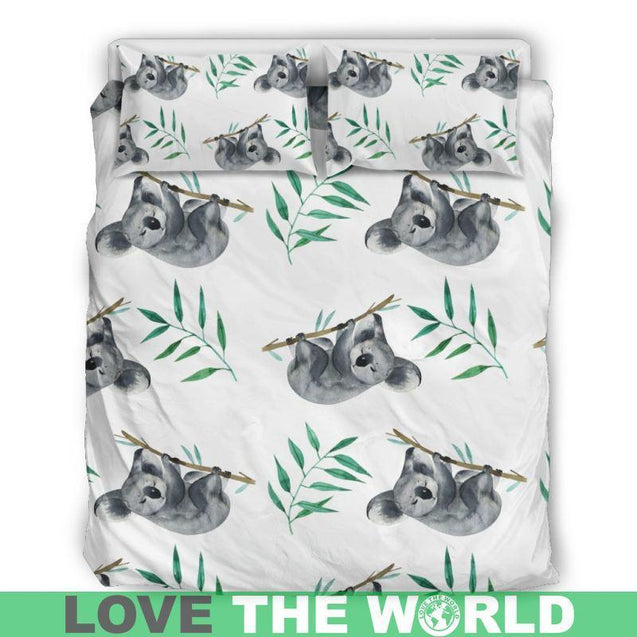 AUSTRALIA KOALA 001 BEDDING SET H4-BEDDING SETS-HP Arts-Bedding Set - Beige - AUSTRALIA 01-Queen/Full-Vibe Cosy™