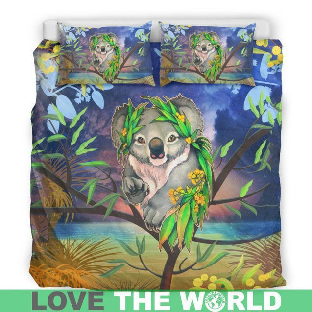 AUSTRALIA KOALA 02 BEDDING SET H4-BEDDING SETS-HP Arts-Bedding Set - Beige - AUSTRALIA 01-King-Vibe Cosy™