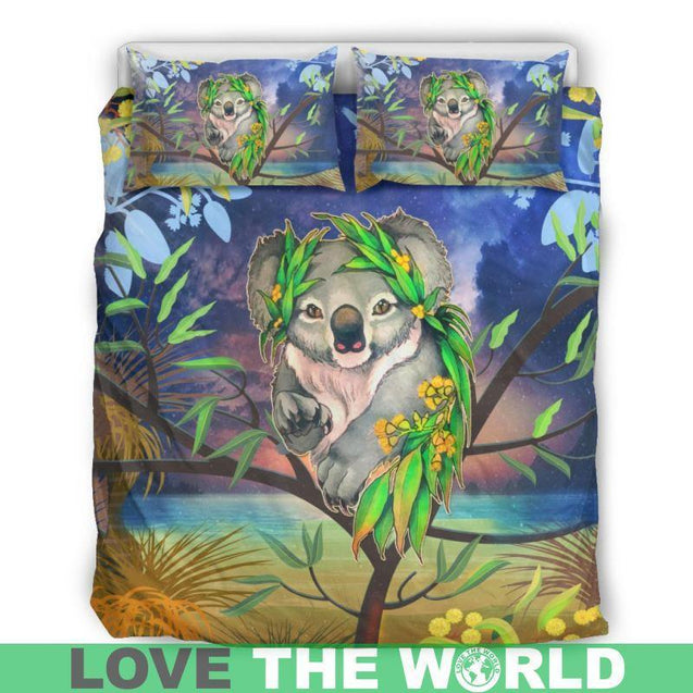 AUSTRALIA KOALA 02 BEDDING SET H4-BEDDING SETS-HP Arts-Bedding Set - Beige - AUSTRALIA 01-Queen/Full-Vibe Cosy™