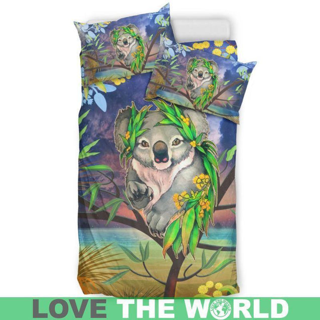 AUSTRALIA KOALA 02 BEDDING SET H4-BEDDING SETS-HP Arts-Bedding Set - Beige - AUSTRALIA 01-Twin-Vibe Cosy™